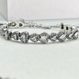 Pandora Silver Bracelet with halo heart design